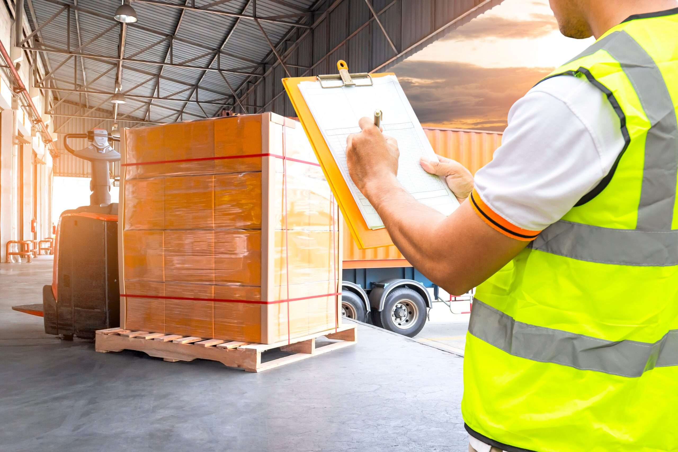 freight on trucks being transported to aircrafts